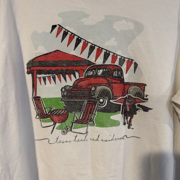 Champion XL White Long Sleeve T-Shirt Red Truck Texas Tech Graphic Country Fair - Picture 5 of 10